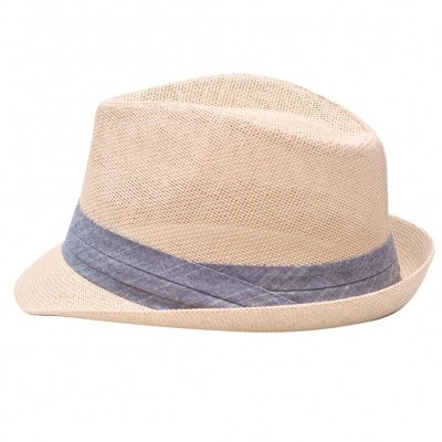Sophias Style Unisex Junior Adult Tan Grosgrain Ribbon Fedora Summer Hat  eb-35378770